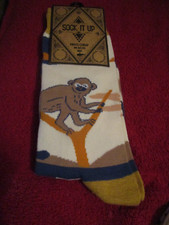 Sock It Up Men s Crew Cotton Socks 1 Pair Fits 8-13 Shoe Isla Moon Monkey