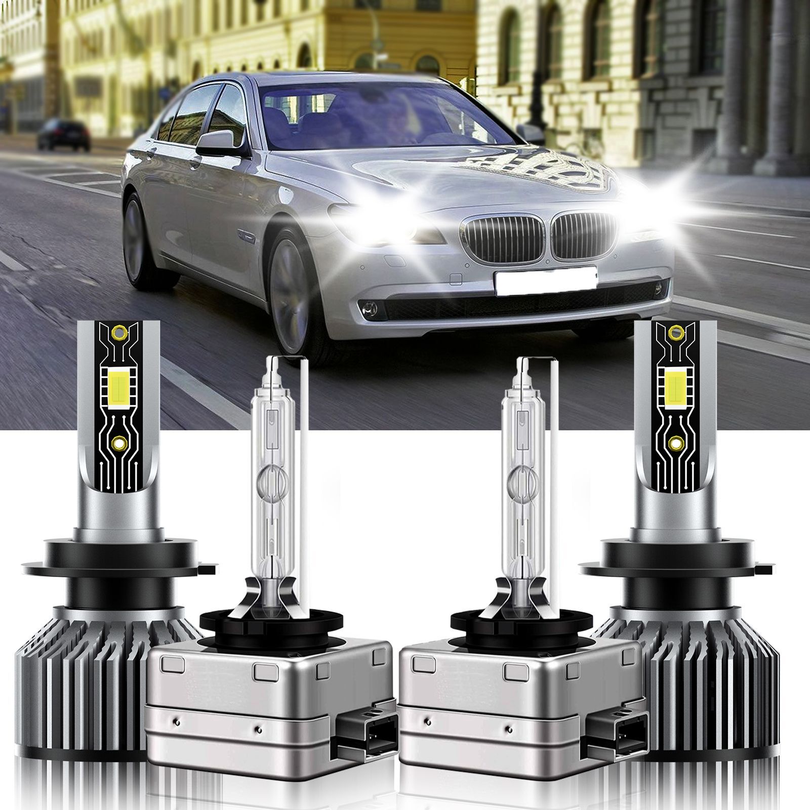 H7+D1S LED HID Headlight CSP Bulb Combo High&Low Beam For BMW 760i 2006-2006