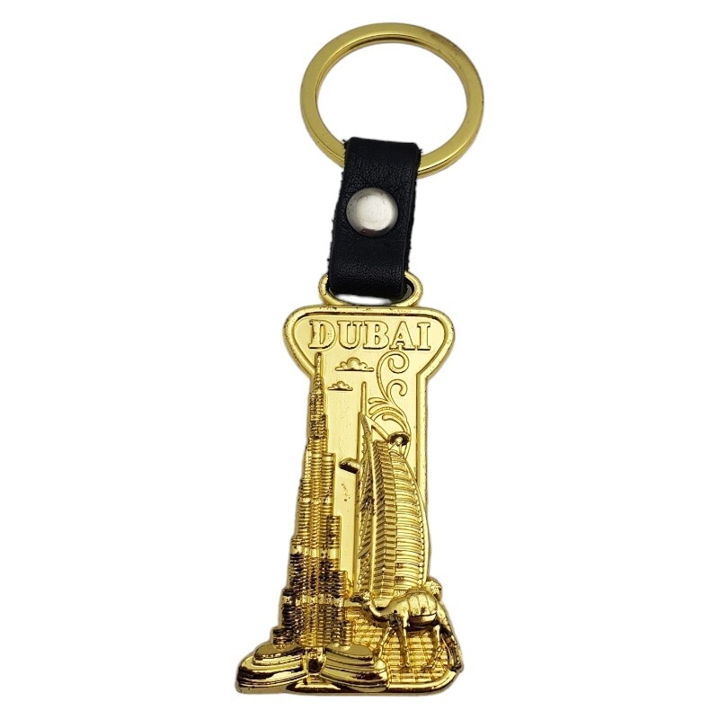 Dubai Landmarks Gold Metal Keychain Burj Khalifa Burj Al Arab Souvenir