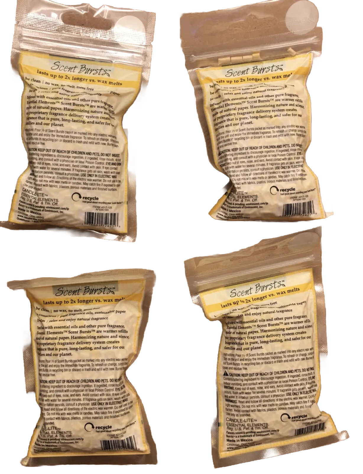 4 Candle Lite Scent Bursts Vanilla Sandalwood Paper Warmer Refill Essential Oil