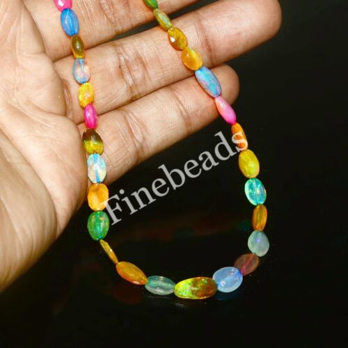 Faceted Opal Tumble Welo Opal Precious Opal Blue Fire Opal Nuggets Necklace5510 - Picture 3 of 6