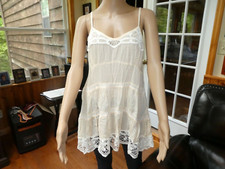 Intimately Free People~Light Peach w/White Crochet Mini Slip Dress~L (M)~N/W/T