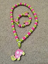 Girls wooden turtle necklace and bracelet
