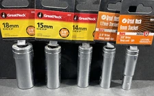 5- Metric Deep Great Neck Sockets, 18mm 15mm 14mm 12mm 9mm, 3/8” Drive, 6 Point