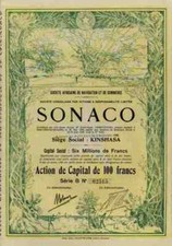 SONACO Societe 1928 Africaine Kinshasa S&uuml;dafrika Br&uuml;ssel Historische Wertpapiere