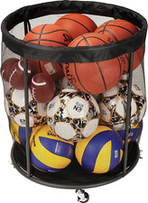 Ball Storage Cart, Ball Storage Bin for Balls, 48 Gals Mesh Ball Holder, Basketb