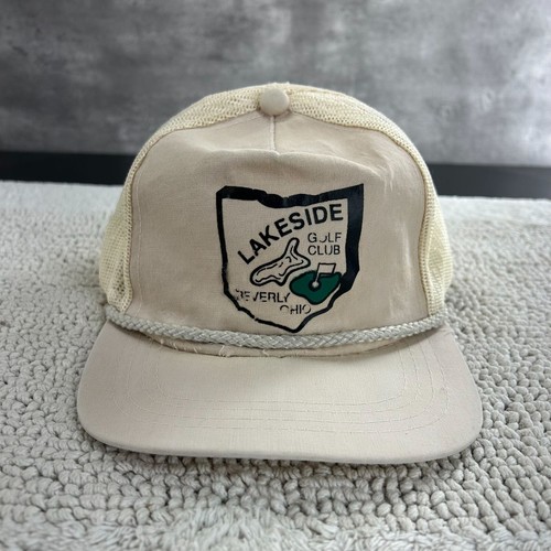 Casquette vintage années 80 snapback en maille blanche brodée avec lacets de golf Golf Rope - France
