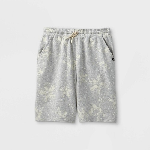 Boys Medium Hibiscus Flower Knit Pull-On Shorts - art class  Light Gray
