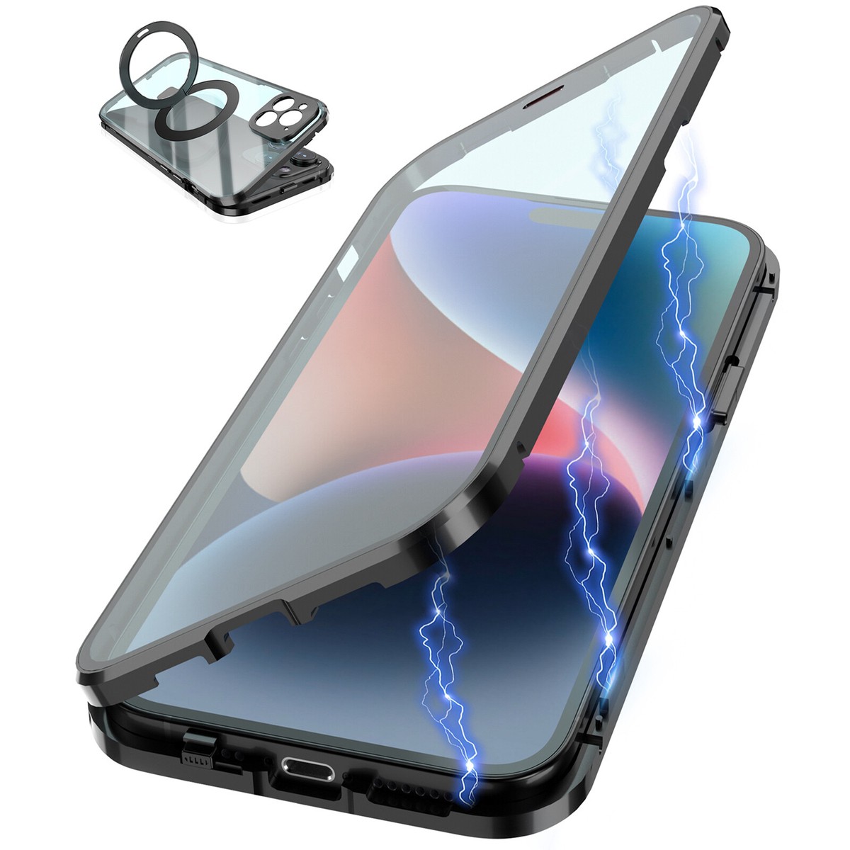 Glass Screen Double Sided Tempered Glass Magnetic Case For