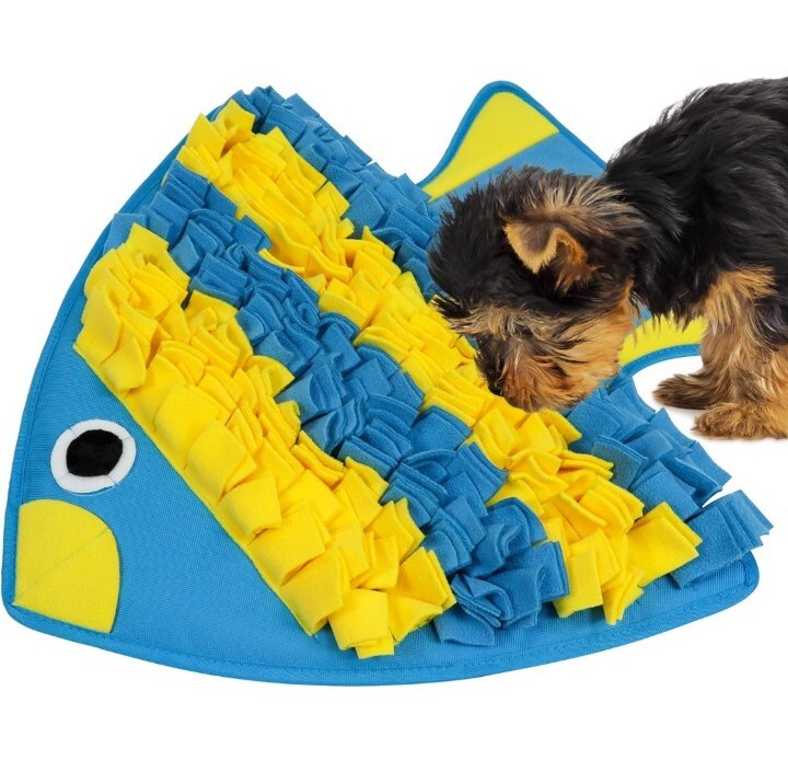 Snuffle Mat for Dogs Pet Feeding Mat 20x20 Inches Blue Tropical Fish Design  Snif