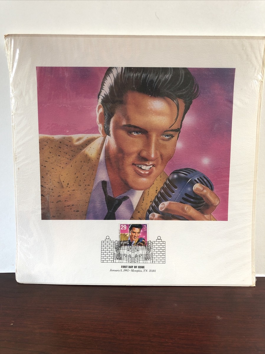 Vintage first day of issue January 8, 1993 Elvis stamp & Picture
