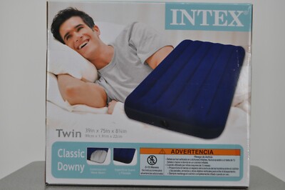 Intex Twin Classic Downy Inflatable Airbed Mattress Blue 68757E 8.75''