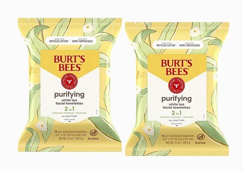 2 Burts Bees Facial Cleansing Towelettes - White Tea Paraben Free 30 Count Each - Picture 1 of 2