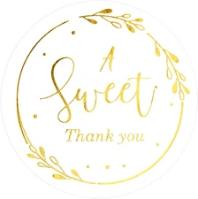 120Pcs a Sweet Thank You Stickers, 2Inch Gold Foil Thank You Gift Stickers, Swee