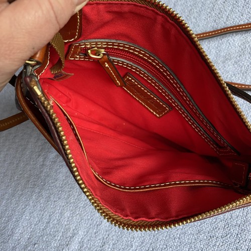 Dooney & Bourke Pebbled Leather Ginger Pouchette Crossbody Wine with Coin Case - Picture 5 of 7