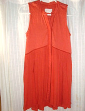 Womens sz XS ANTHROPOLOGIE coral mini tunic dress w/hidden buttons down front