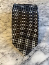Geoffrey Beene 100 Silk Gray Black Handmade Jacquard Geometric Tie 3.25" J15