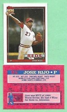 1991 Topps Cracker Jack Series 1 Mini Baseball Jose Rijo #9 Reds👍