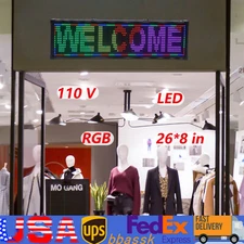 26"x8" LED Advertising Sign 7 Color Programmable Scrolling Message Display Board
