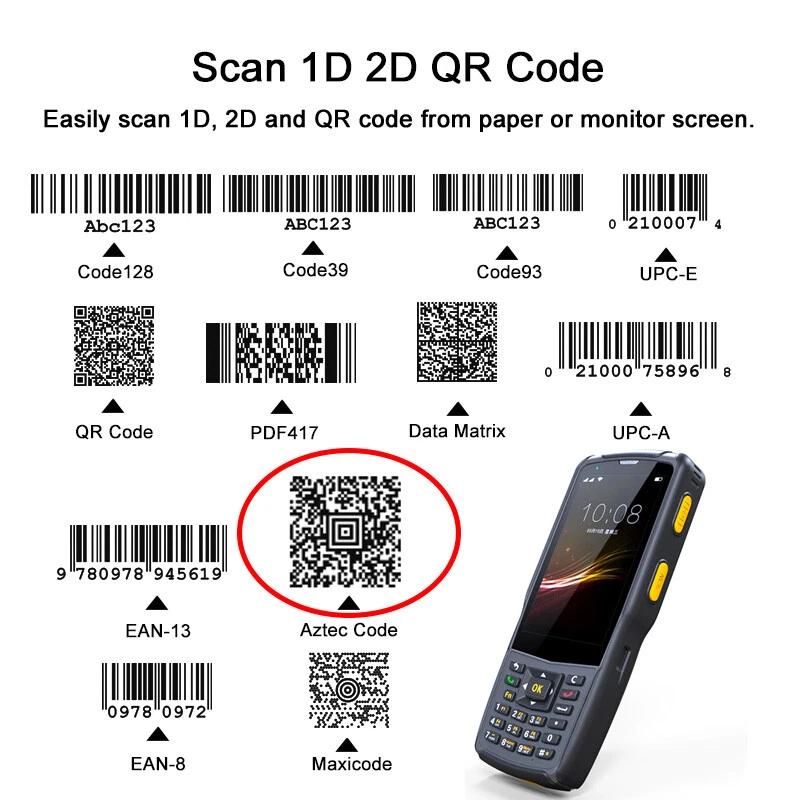 Android 9.0 Handheld PDA 1D 2D Honeywell QR Code Barcode Scanner NFC Terminal - Image 2 of 4