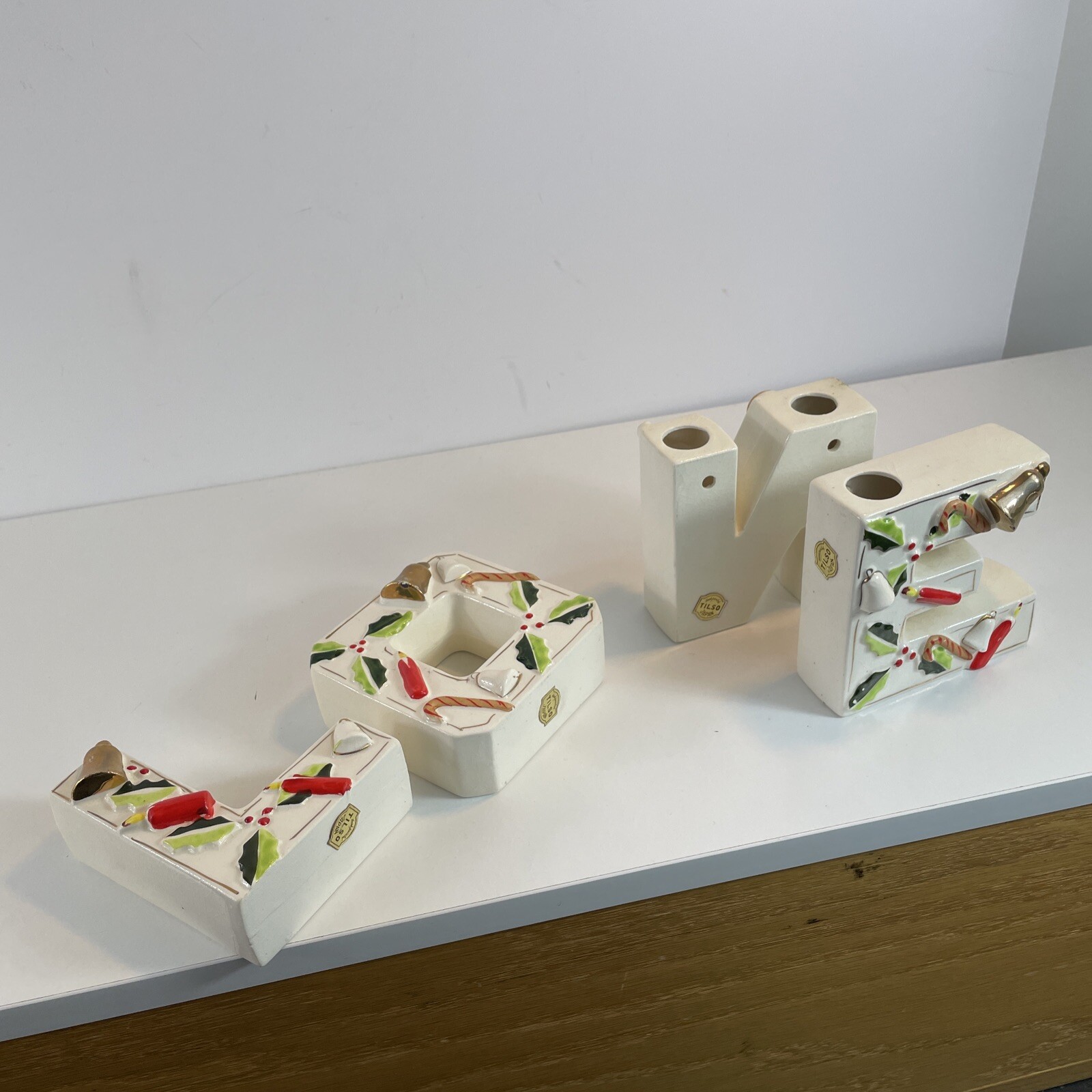 Vintage Christmas Noel Letters Candle Holders Figurines Japan Tilso (L Damaged) eBay