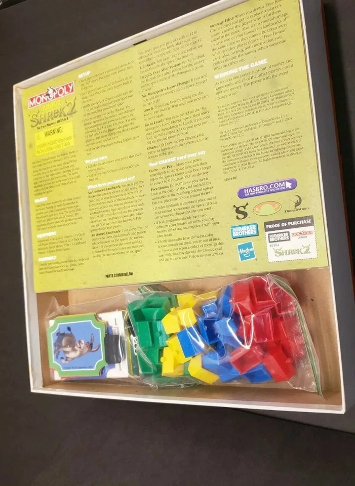 Monopoly Jr. Shrek 2 Edición ~ Juego de Mesa Completo Divertido Juego Noche Familiar Foto 4 de 4