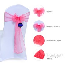 100 Coral Organza Chair Sashes Chair Cover Wider Bows wedding Reception Party NW