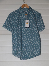 C1 Original Penguin Men's S Blue/White Floral Short Sleeve Button-Up Shirt