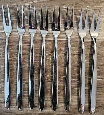WMF Cromargan Germany  7 1/2'' Glossy Stainless Cold Meat Forks Set of 8
