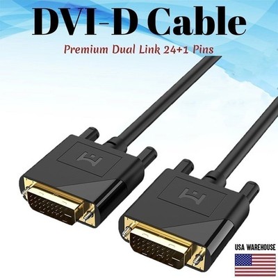 DVI-D to DVI-D Cable Dual Link Male to Male DVI 24+1 Pins Monitor Display Cord