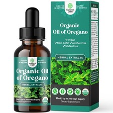 Organic Oregano Oil Drops - Super Concentrated Liquid Oil with Carvacrol - 30mL