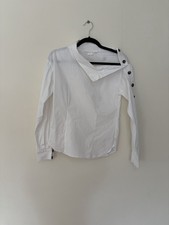 Veronica Beard Fauri Shirt Poplin Asymmetrical Statement White Classic Preppy 0