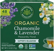 Organic Chamomile & Lavender Herbal Tea Bags, 48 Count, 160 g, Model TRA00839