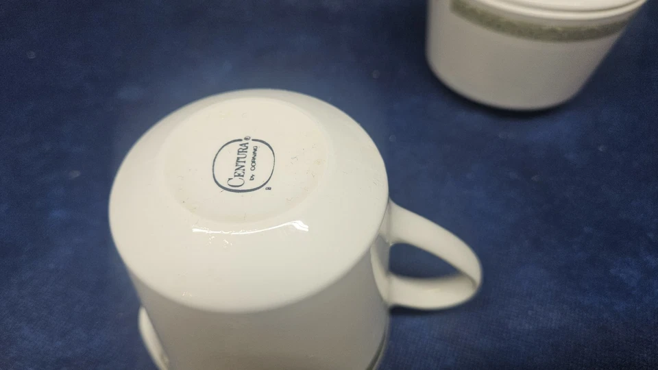 Crema y azucarero vintage años 70 Centura by Corning "Lynwood Green" con tapa Foto 3 de 4