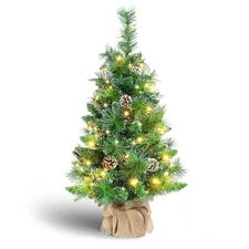 3FT Christmas Tree Table Top, Small Pre Lit Christmas Tree, Artificial Xmas T...