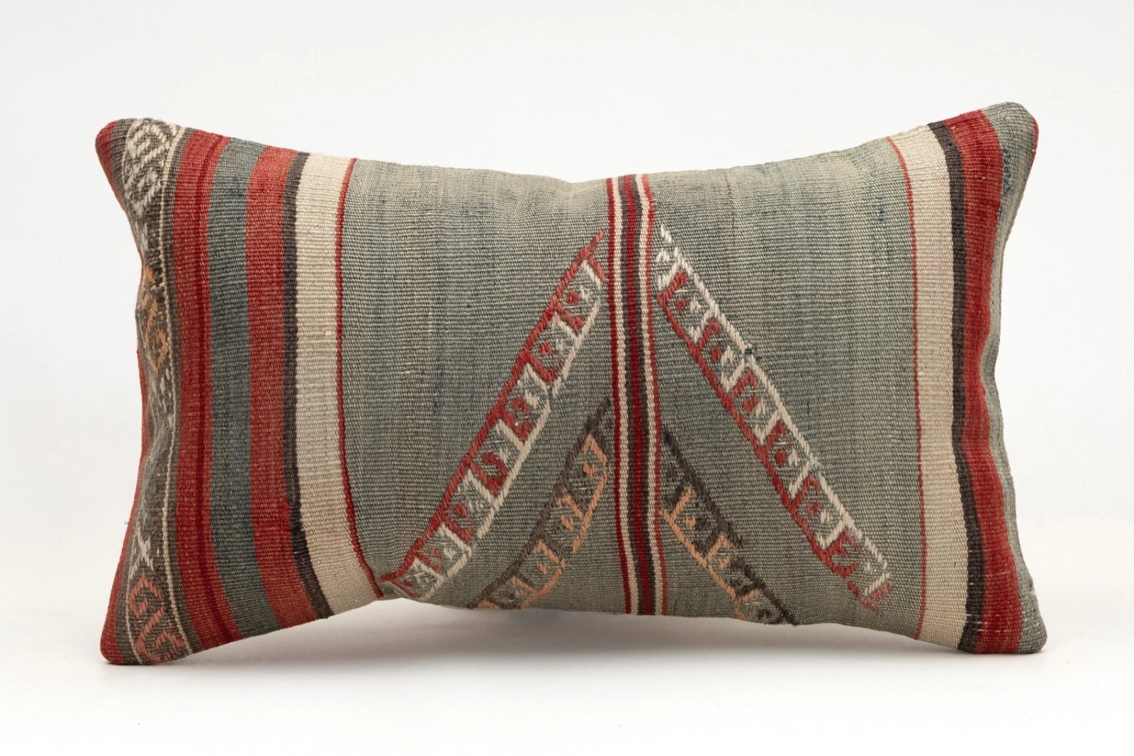 Decorative Pillow Cover, 12x20 in, Turkish Kilim Cushion, Boho Sofa Throw Pillow