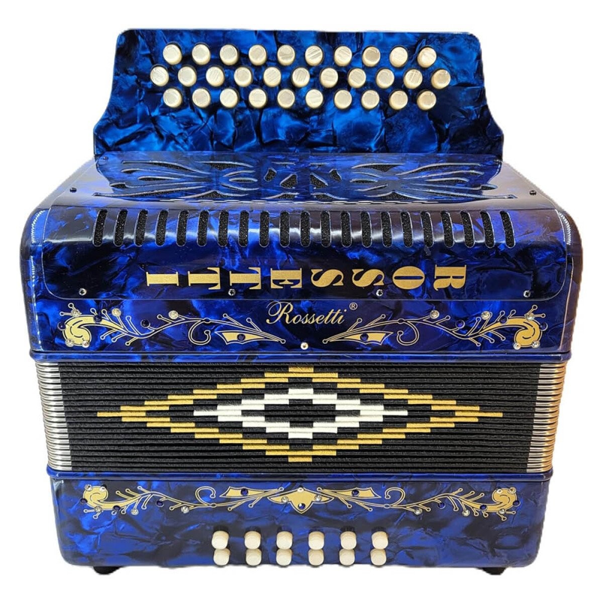 Rossetti 31-Button Diatonic Accordion 12 Bass FBE Blue – 3112-FBE-BU