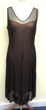 Evening Dress UK16 Black Midi Sleeveless V-Neck Sequin/Bead Detailing by Coast