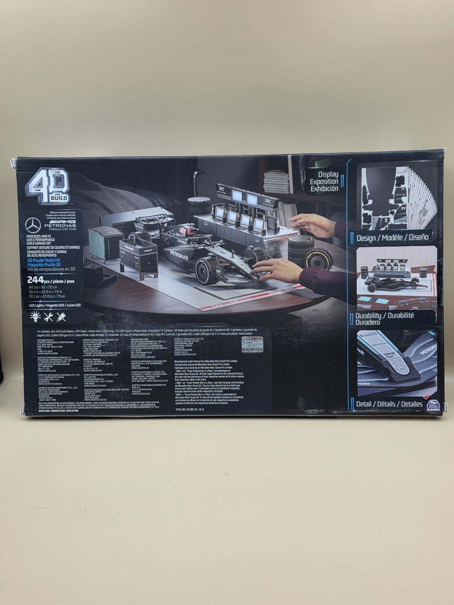 4D Build Mercedes-AMG F1 Car & Garage 3D Puzzle Kit with LED