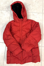Swiss Tech Youth Red Puffer Jacket Size Small 6-6X Faux Fur Hood Zip Up