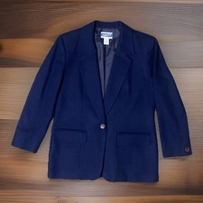 Vintage Pendleton Women  s 100 Virgin Wool Blue Blazer Lined Size 6 Jacket USA
