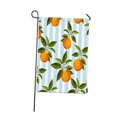  Oranges Garden Flag Seamless Citrus Pattern on Light Blue and White Striped 