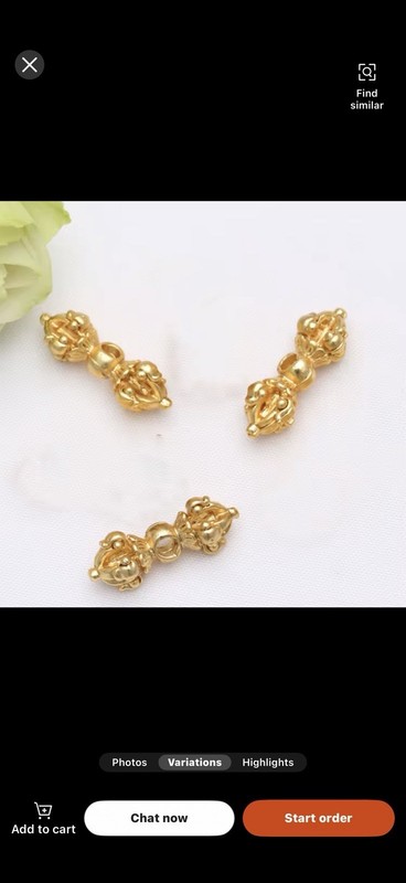 Vajra Bell Pendant, 24k Gold Plated, Tibetan Buddhist Spiritual Charm - Product main view