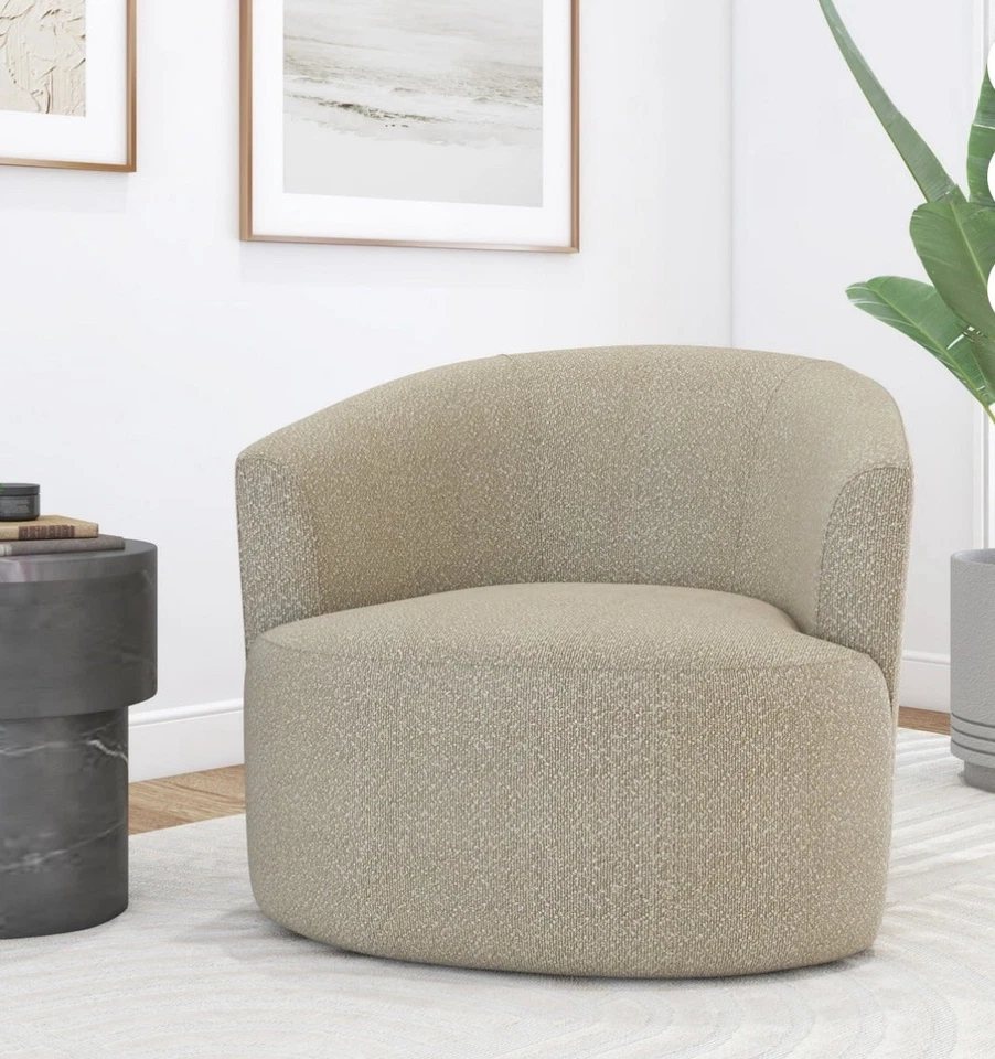 Cadeira de Acento Giratória Mainstays Boucle Taupe Sala de Estar Escritório Quarto Móveis - Imagem 4 de 4