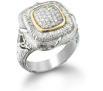 Ariva Ring Sterlingsilber & 18 Karat Gelbgold Weißtopas, Größe 9