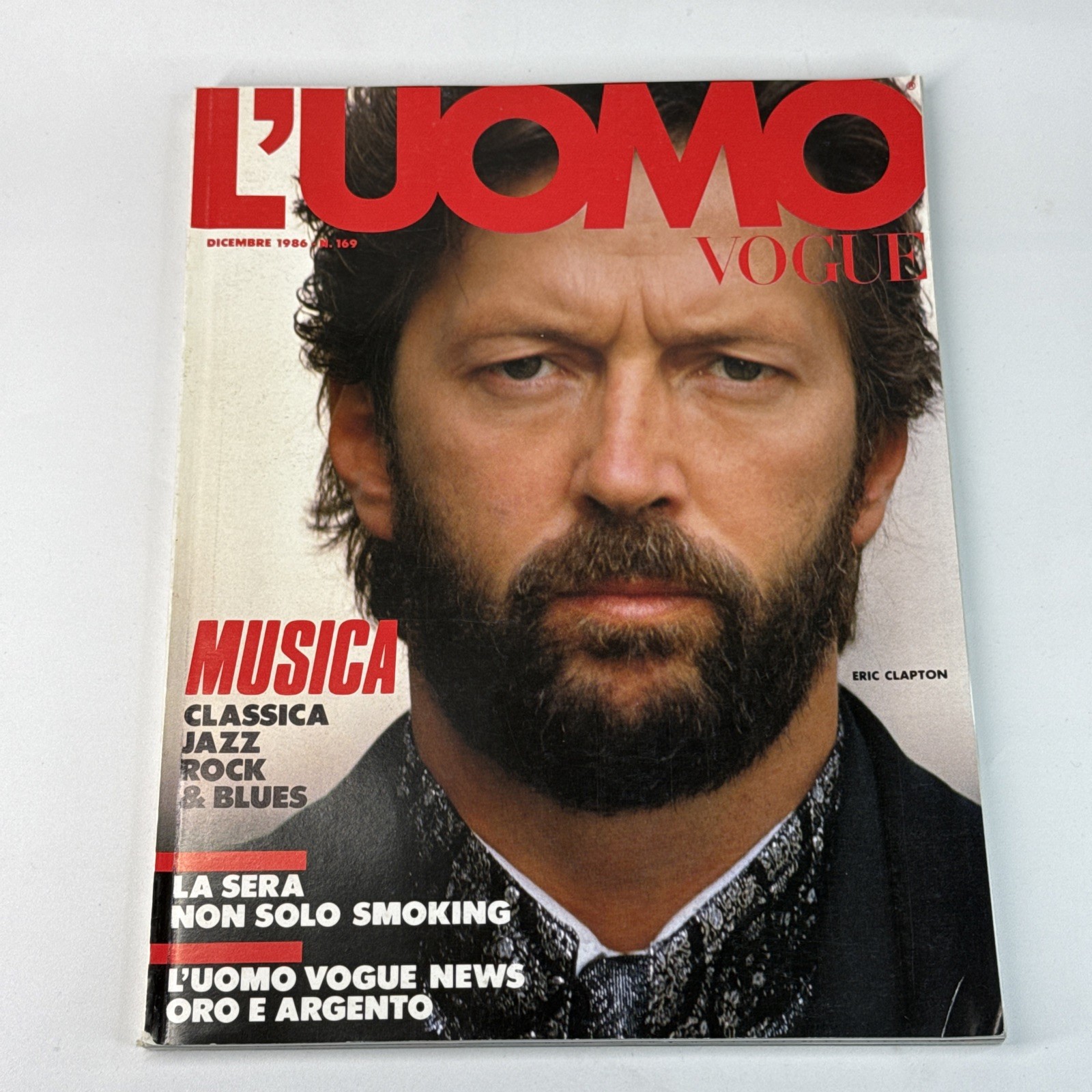 L'uomo Vogue Italian Fashion #169 December 1986 Eric Clapton, Pavarotti,
