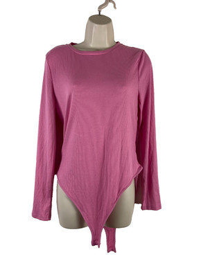 Primark Damen Body Oberteil Rosa Rundhals Langarm Gr. L Rosa 