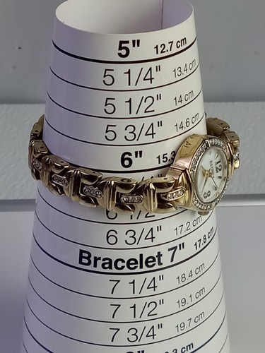 WOMEN'S ELGIN ANALOG DRESS WATCH GOLD TONE TEXTURED BAND CRYSTAL DIAL EG17011ST - Picture 17 of 17