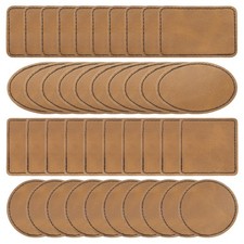 Blank Leatherette Patches, Faux Leather Hats Patches Sets Khaki, Pack of 60 
