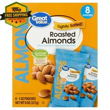 Great Value Lightly Salted Roasted Almonds, 8-Pack of 1 oz